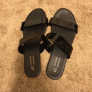 Black slider style sandals